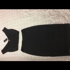 Black scoop neck crop top & midi skirt